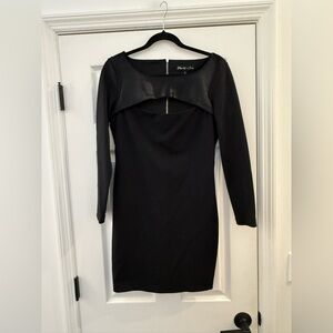 Elizabeth and James Keyhole Cut Out Long Sleeve Dress Real Hair Calf Leather L